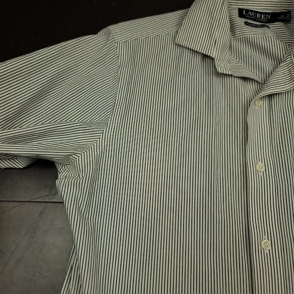 Ralph Lauren Mens 15 32 / 33 Shirt Black Label Button Up Black Stripe Slim Fit - Picture 4 of 10